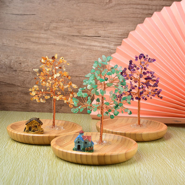 Natural Colored Crystal Tree Jewelry Plate Home Decor Gift