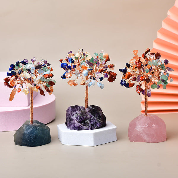 Natural Colorful Crystal Fortune Tree Coffee Table Ornaments