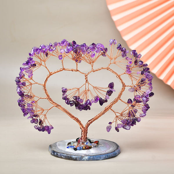 Crystal Fortune Tree with Natural Agate Base