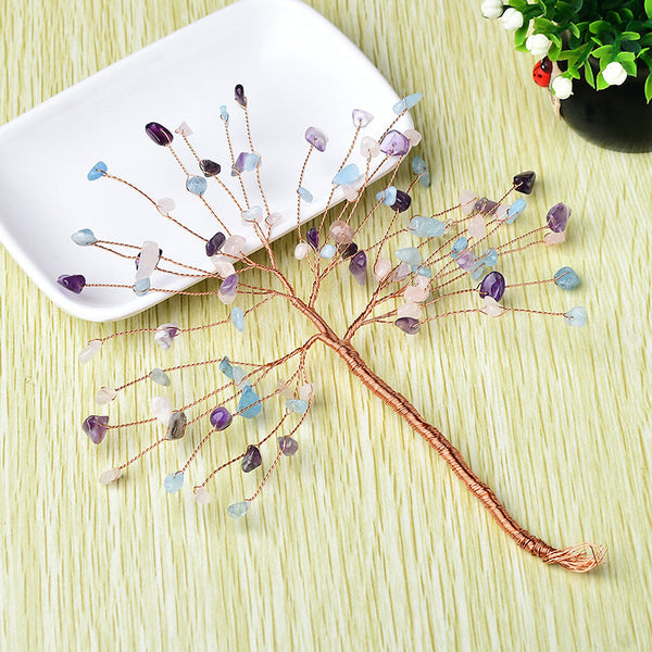 Natural Tri-color Flower Branches Colorful Flowers Crystal Fortune Tree