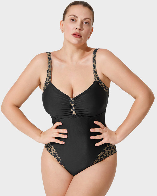 Chic Leopard Accent One-Piece Swimsuit